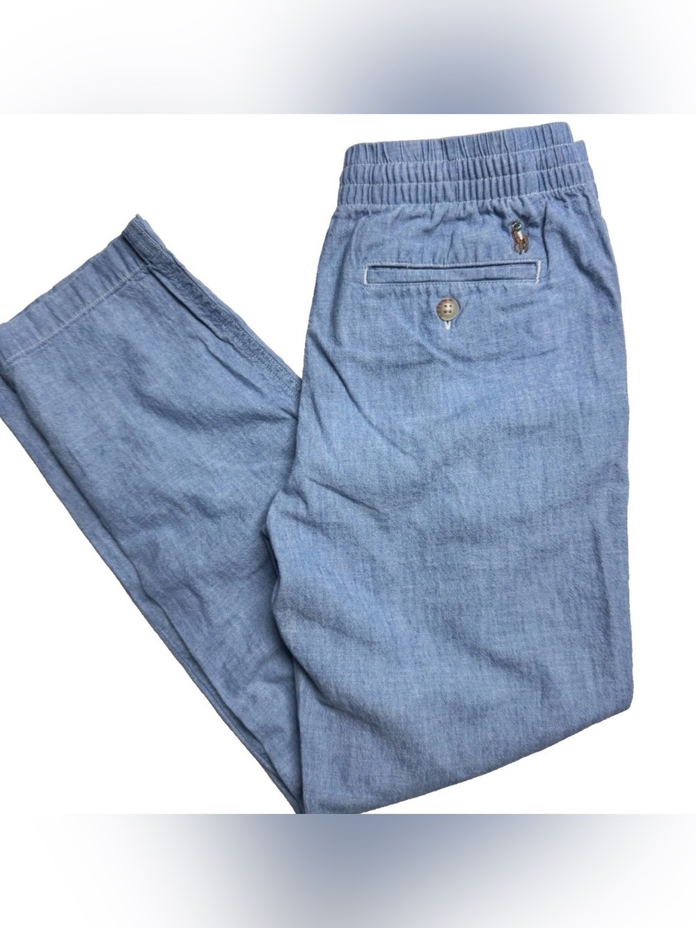 Polo Ralph Lauren Boys' Prepster Straight Leg Chambray Pants In Blue Size: 12